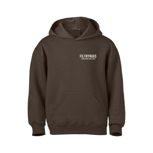 "Good Deeds Can't Save" Hoodie: Brown